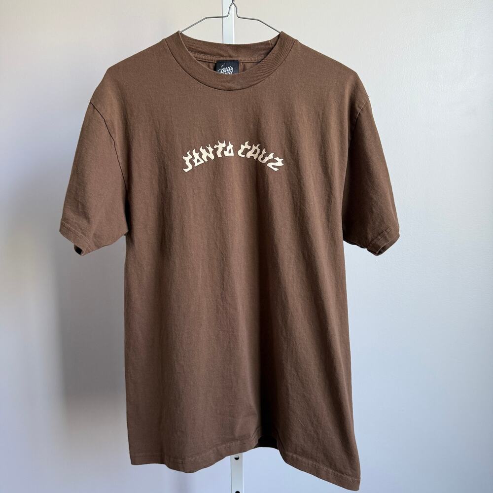 Santa Cruz sz M brown spell out‎ short sleeve T-shirt
